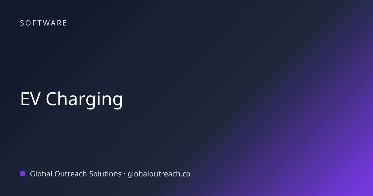 Illustrated cover image for the Software article "EV Charging" on Global Outreach Solutions blog