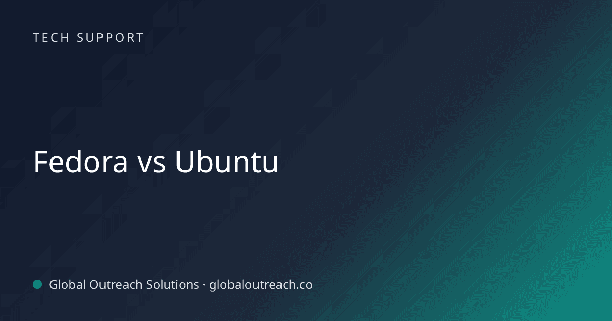 Blog article cover image: "Fedora vs Ubuntu" in Tech Support