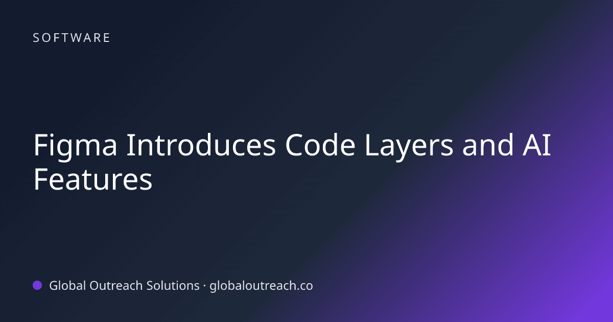 Illustrated cover image for the Software article "Figma Introduces Code Layers and AI Features" on Global Outreach Solutions blog