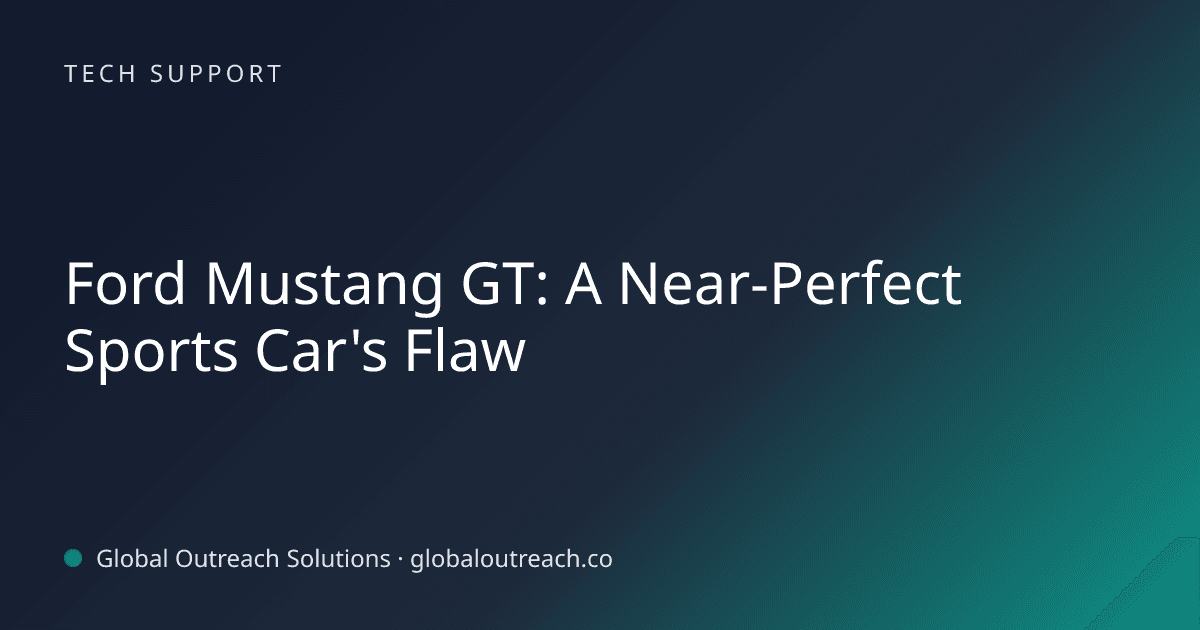Blog article cover image: "Ford Mustang GT: A Near-Perfect Sports Car's Flaw" in Tech Support
