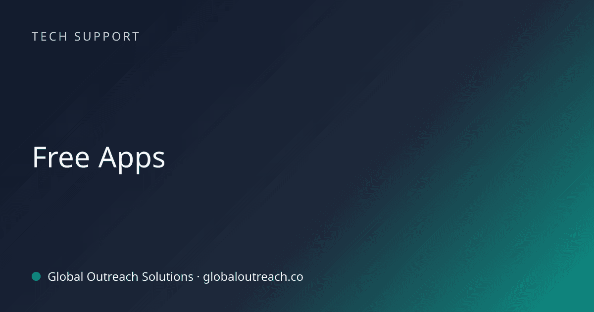 Blog article cover image: "Free Apps" in Tech Support