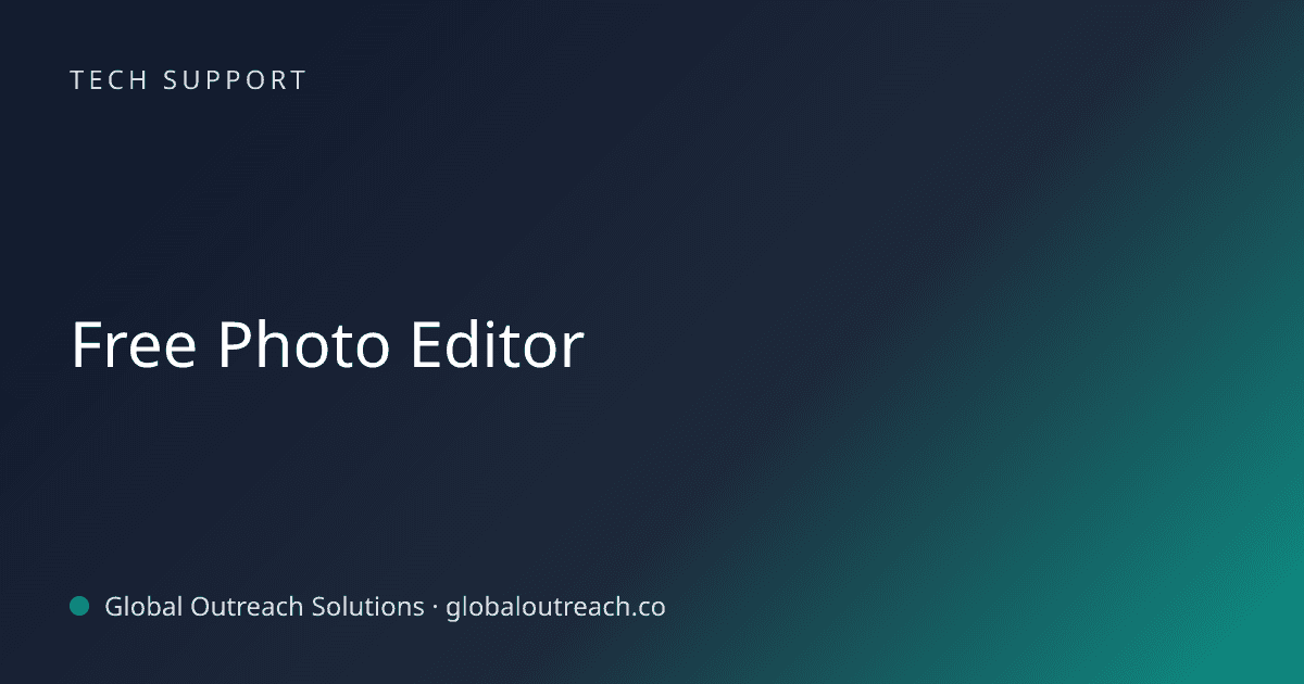 Blog article cover image: "Free Photo Editor" in Tech Support