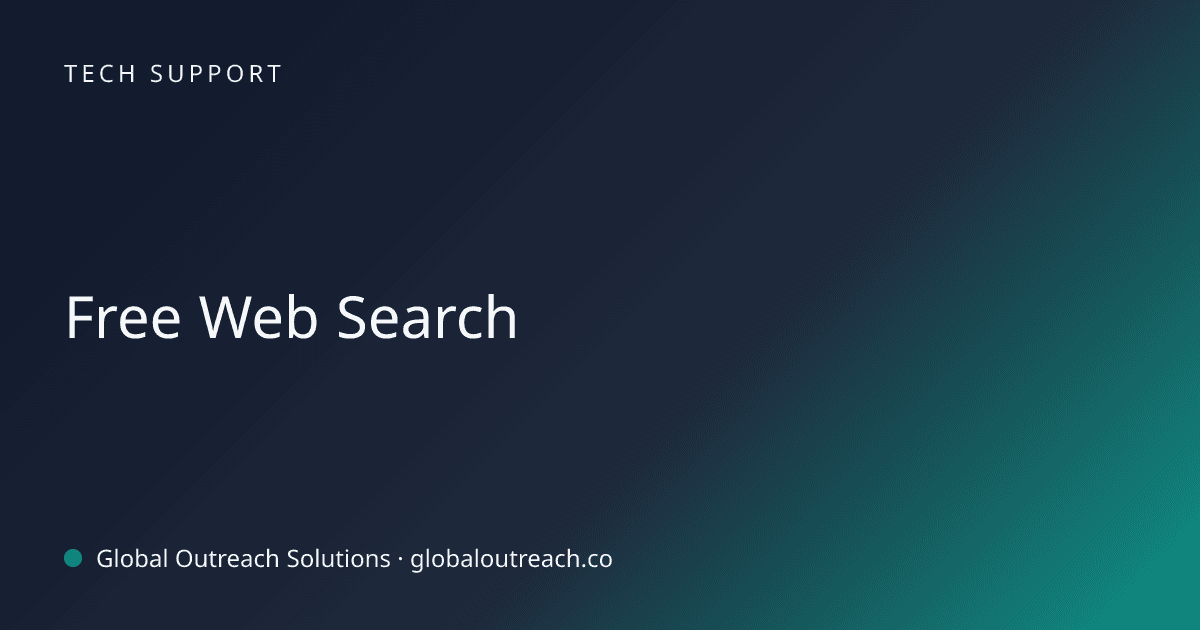 Blog article cover image: "Free Web Search" in Tech Support