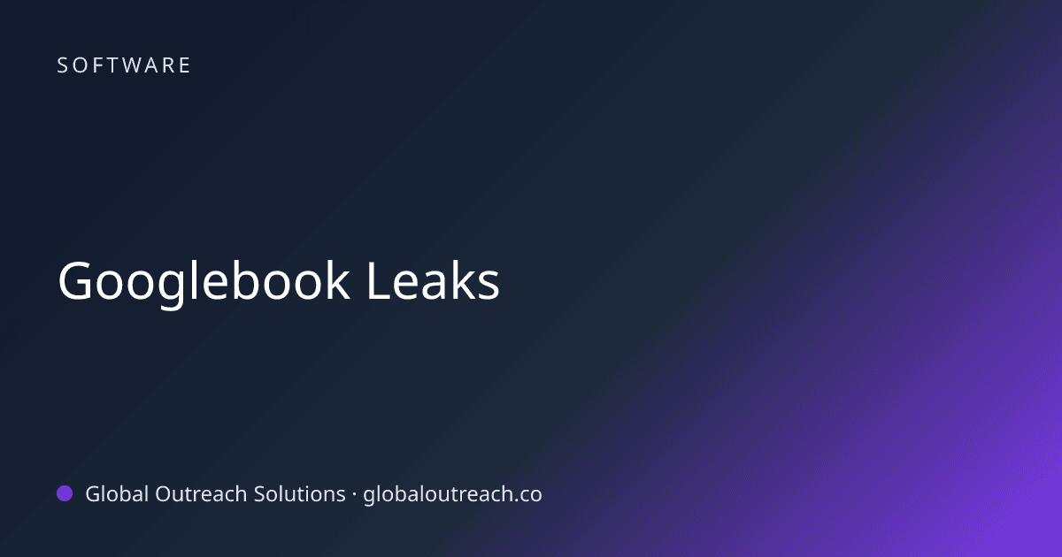 Illustrated cover image for the Software article "Googlebook Leaks" on Global Outreach Solutions blog