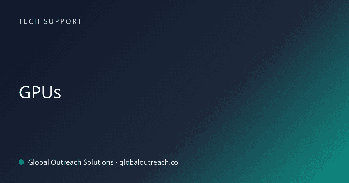 Blog article cover image: "GPUs" in Tech Support