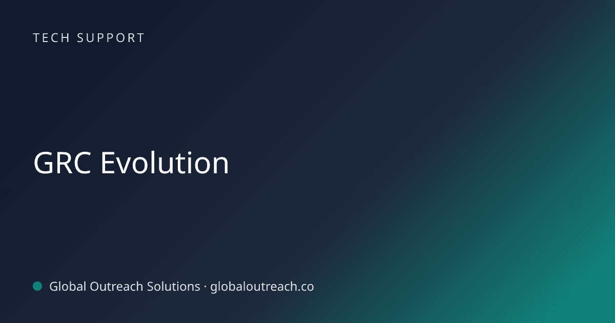 Blog article cover image: "GRC Evolution" in Tech Support