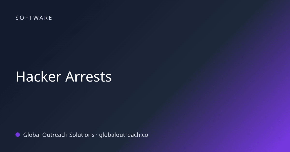 Blog article cover image: "Hacker Arrests" in Software