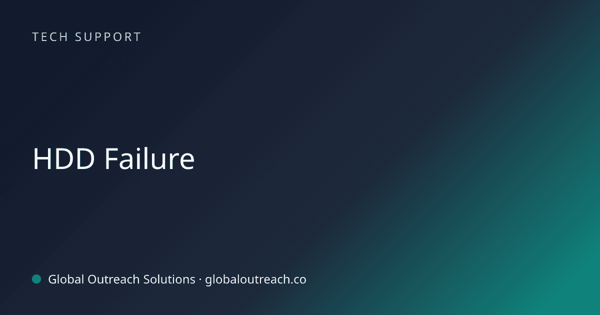 Blog article cover image: "HDD Failure" in Tech Support
