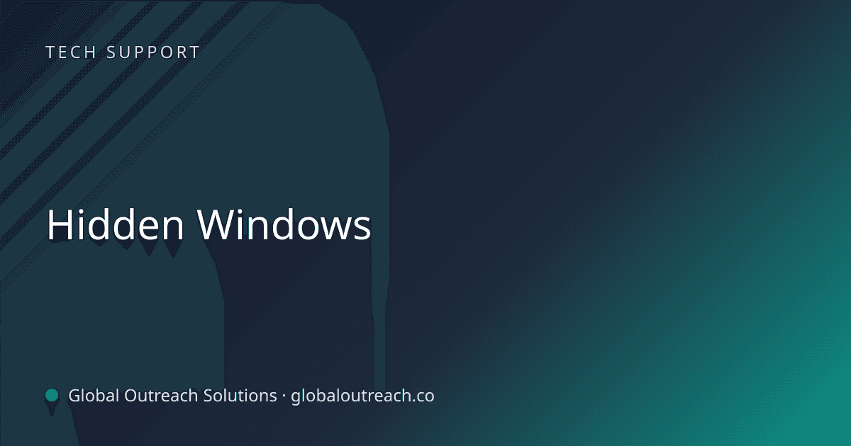 Blog article cover image: "Hidden Windows" in Tech Support