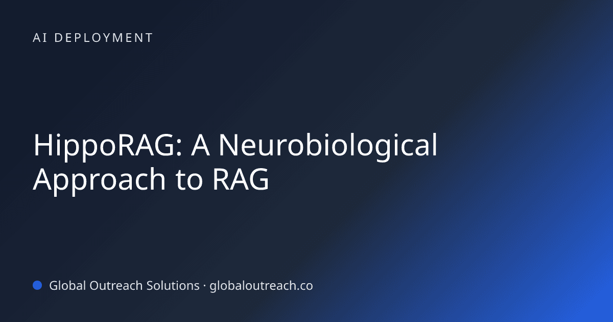 Blog article cover image: "HippoRAG: A Neurobiological Approach to RAG" in AI Deployment