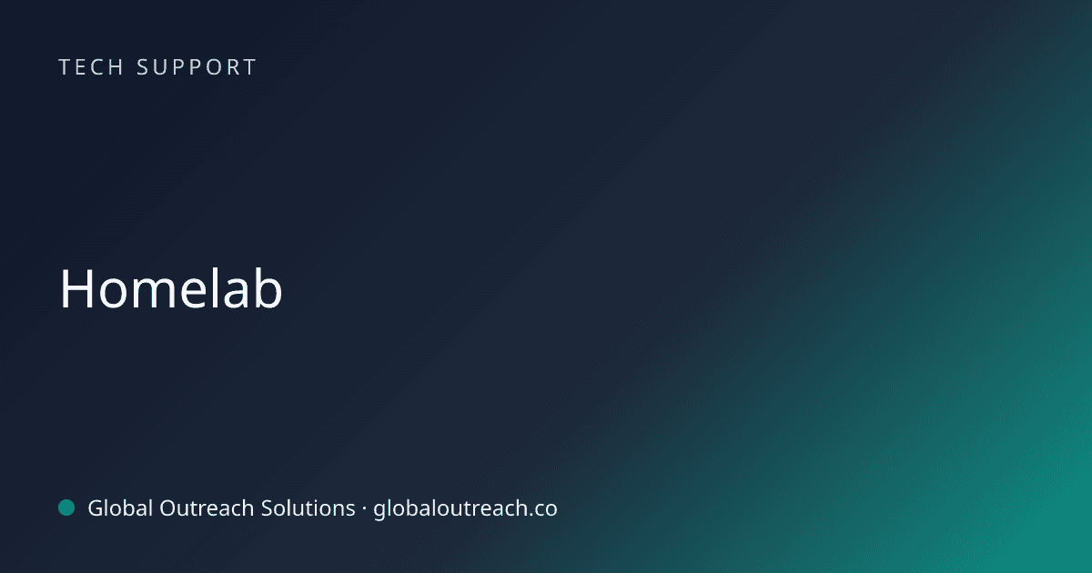 Blog article cover image: "Homelab" in Tech Support