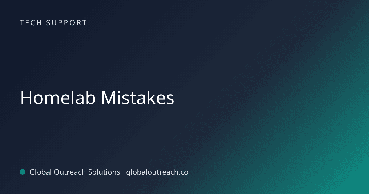 Blog article cover image: "Homelab Mistakes" in Tech Support