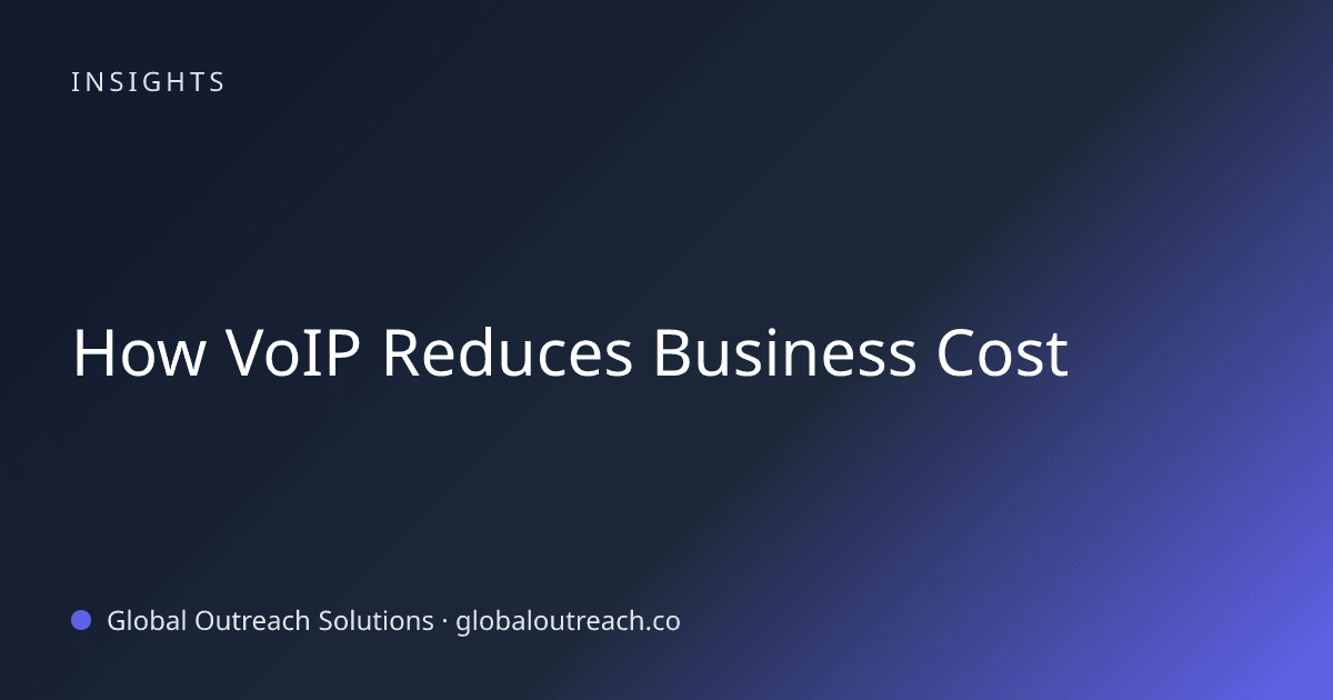 Illustrated cover image for the business technology article "How VoIP Reduces Business Cost" on Global Outreach Solutions blog