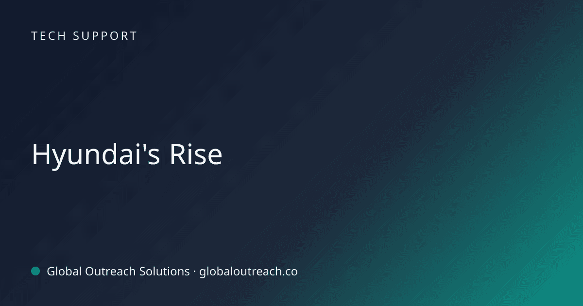Illustrated cover image for the Tech Support article "Hyundai's Rise" on Global Outreach Solutions blog
