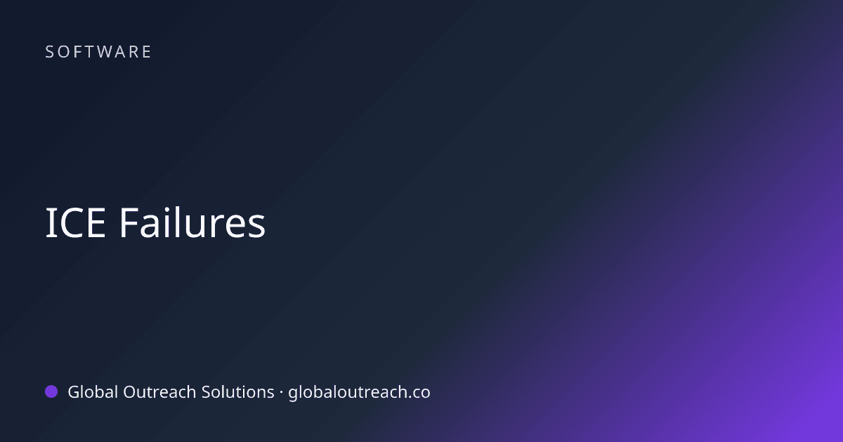 Blog article cover image: "ICE Failures" in Software