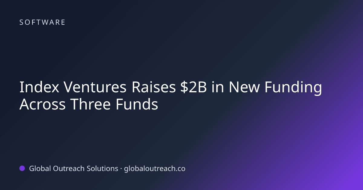 Related article cover image: "Index Ventures Raises $2B in New Funding Across Three Funds" (Software)