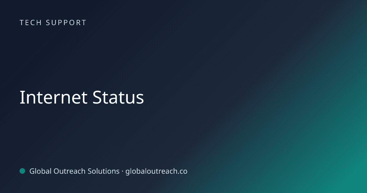 Illustrated cover image for the Tech Support article "Internet Status" on Global Outreach Solutions blog