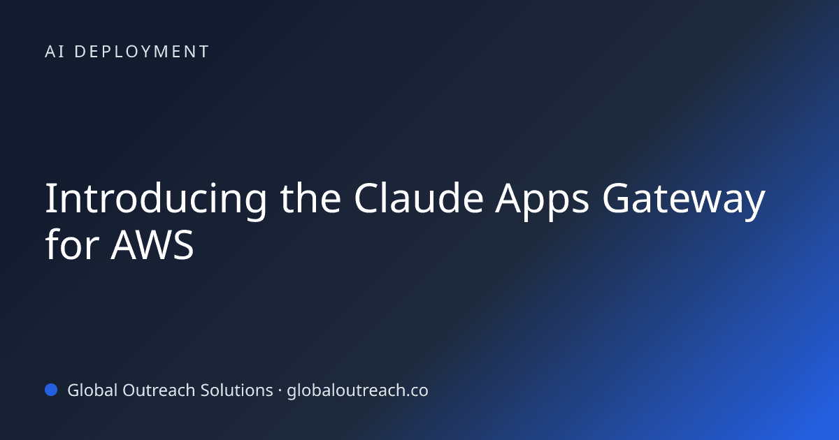 Blog article cover image: "Introducing the Claude Apps Gateway for AWS" in AI Deployment