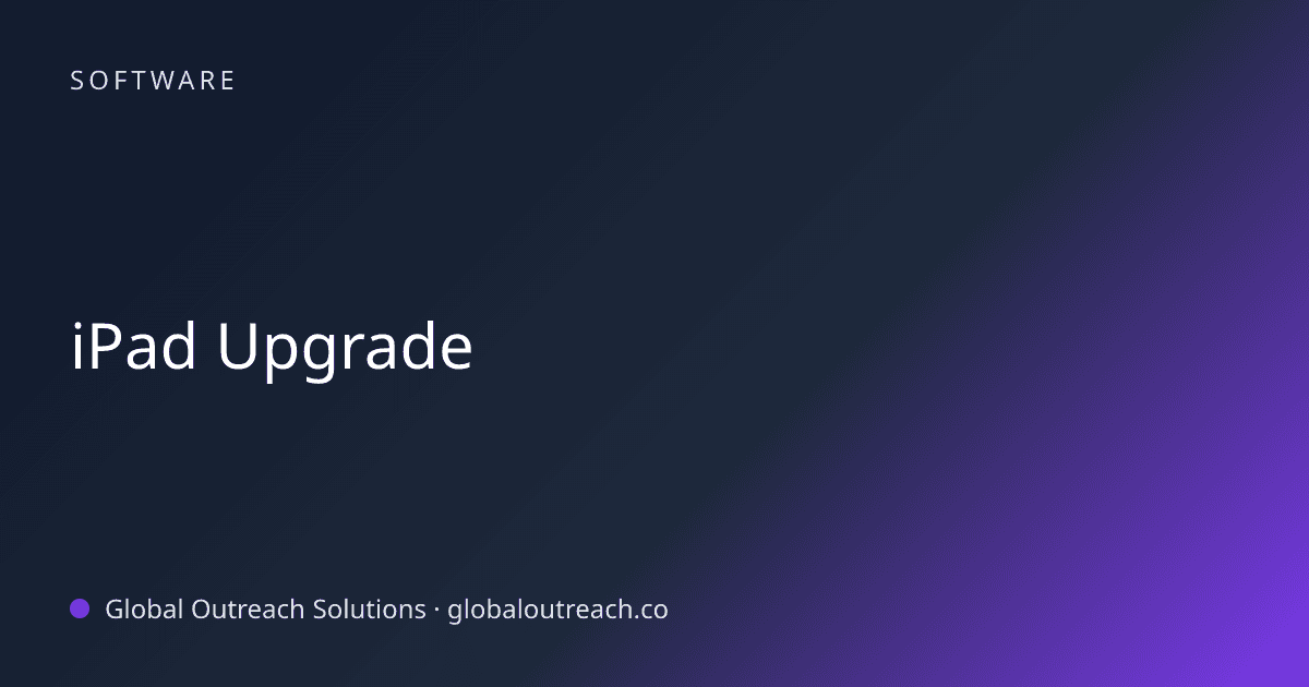 Blog article cover image: "iPad Upgrade" in Software