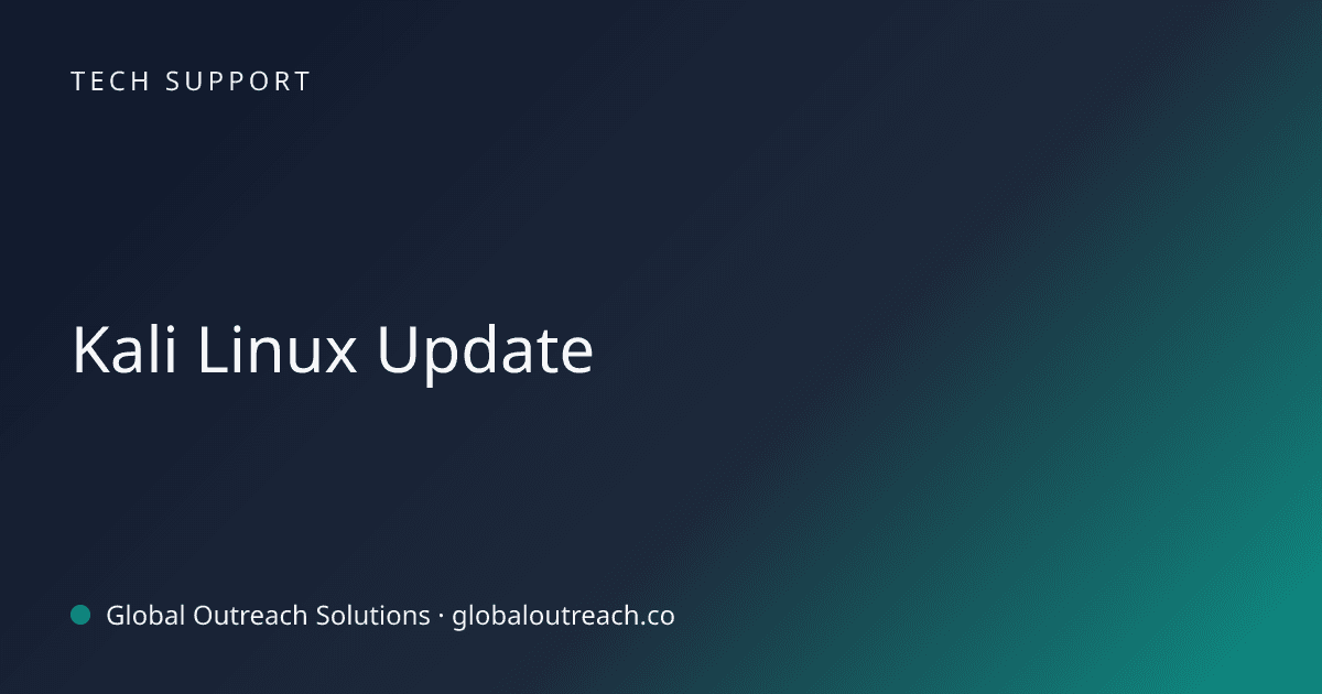 Blog article cover image: "Kali Linux Update" in Tech Support