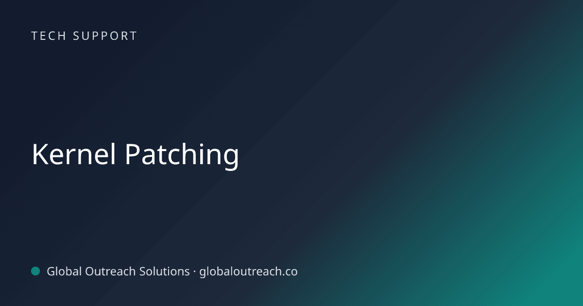 Blog article cover image: "Kernel Patching" in Tech Support