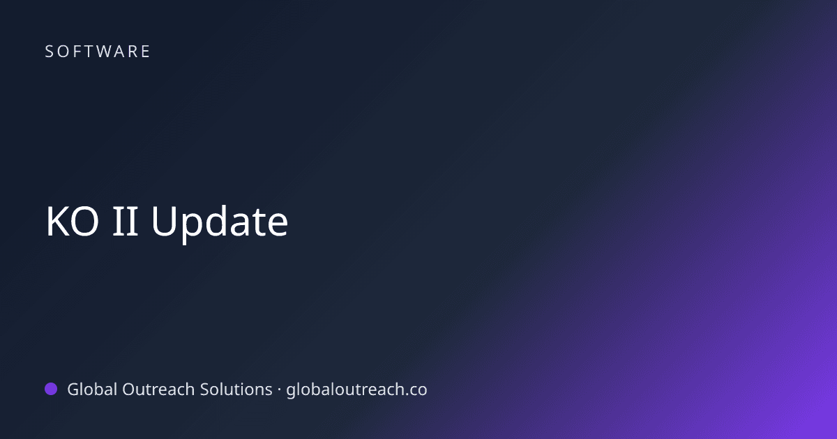 Blog article cover image: "KO II Update" in Software