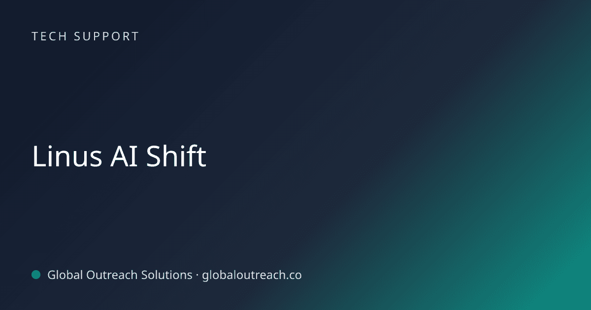 Illustrated cover image for the Tech Support article "Linus AI Shift" on Global Outreach Solutions blog