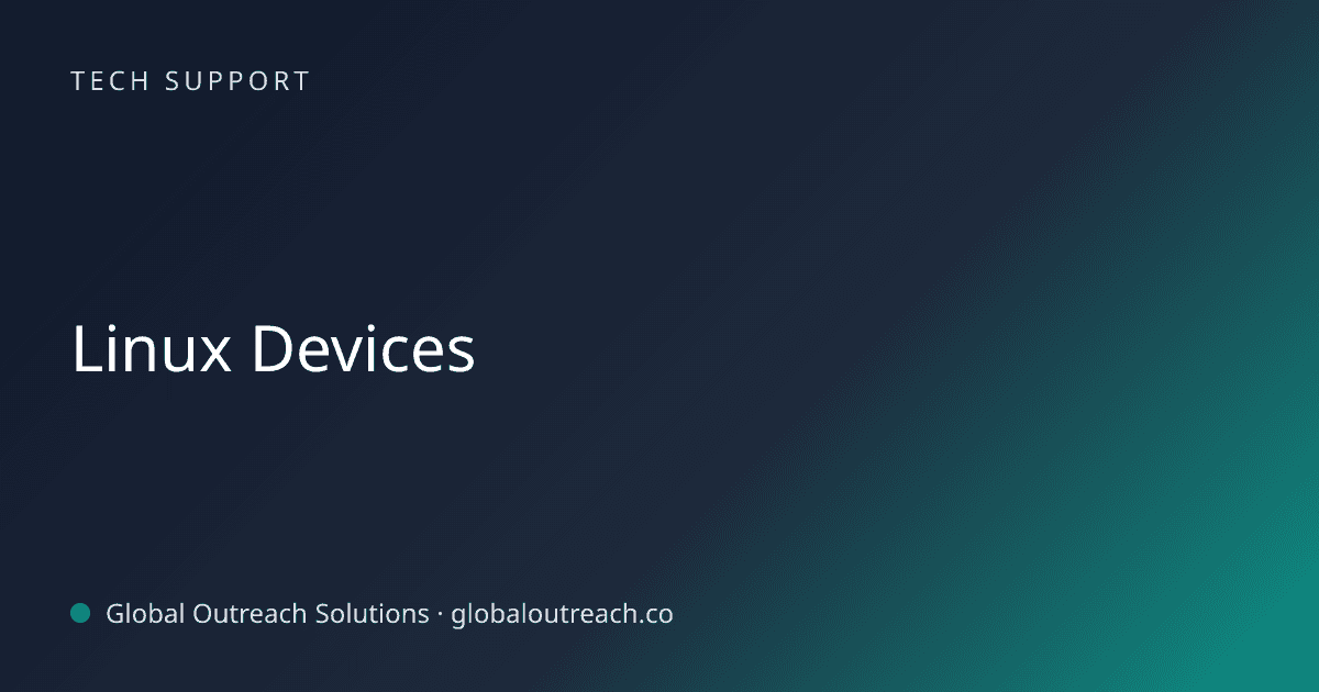 Blog article cover image: "Linux Devices" in Tech Support