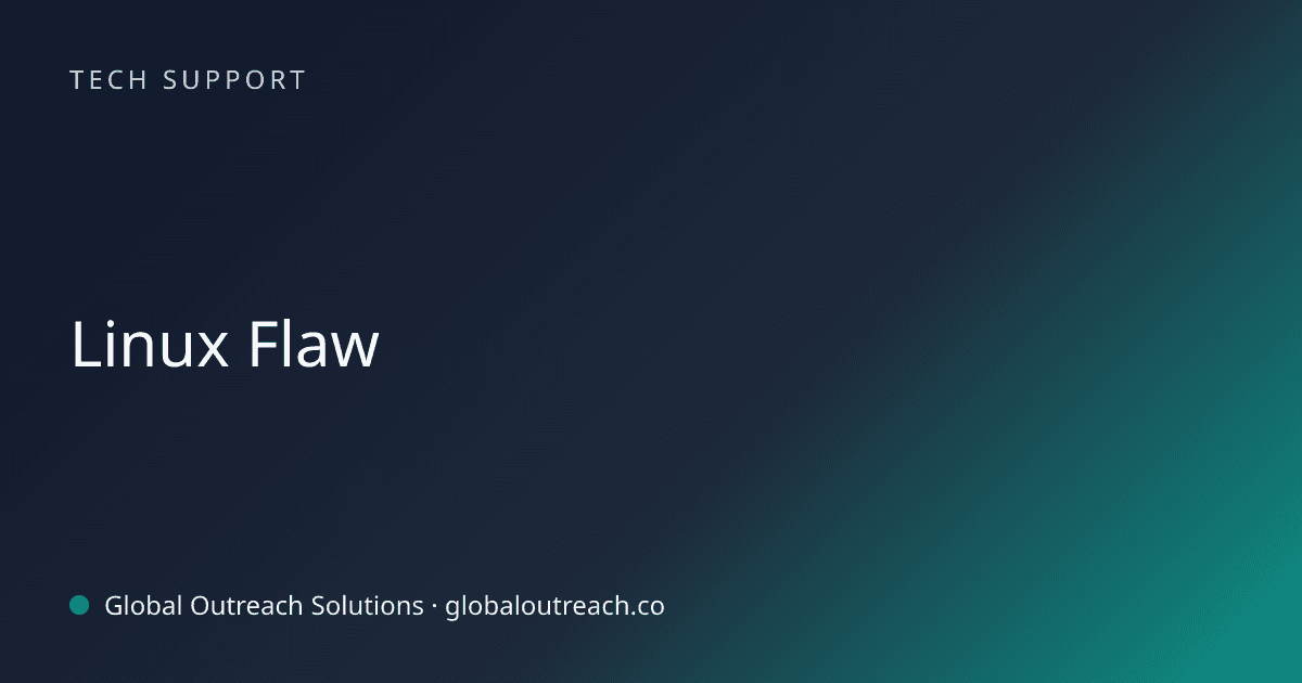 Blog article cover image: "Linux Flaw" in Tech Support