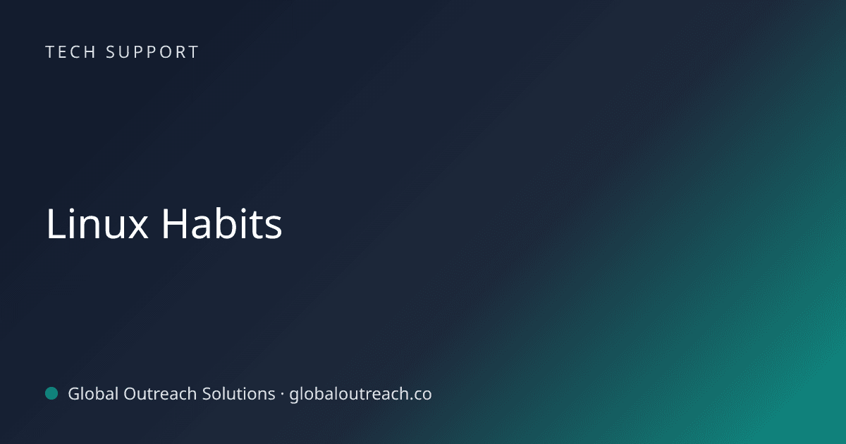 Blog article cover image: "Linux Habits" in Tech Support