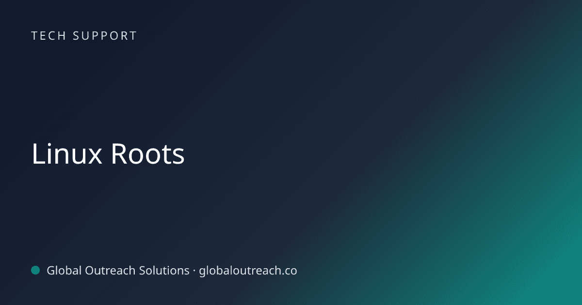 Blog article cover image: "Linux Roots" in Tech Support
