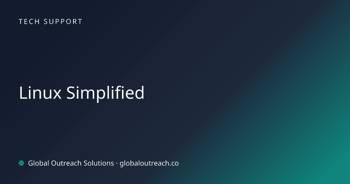 Blog article cover image: "Linux Simplified" in Tech Support