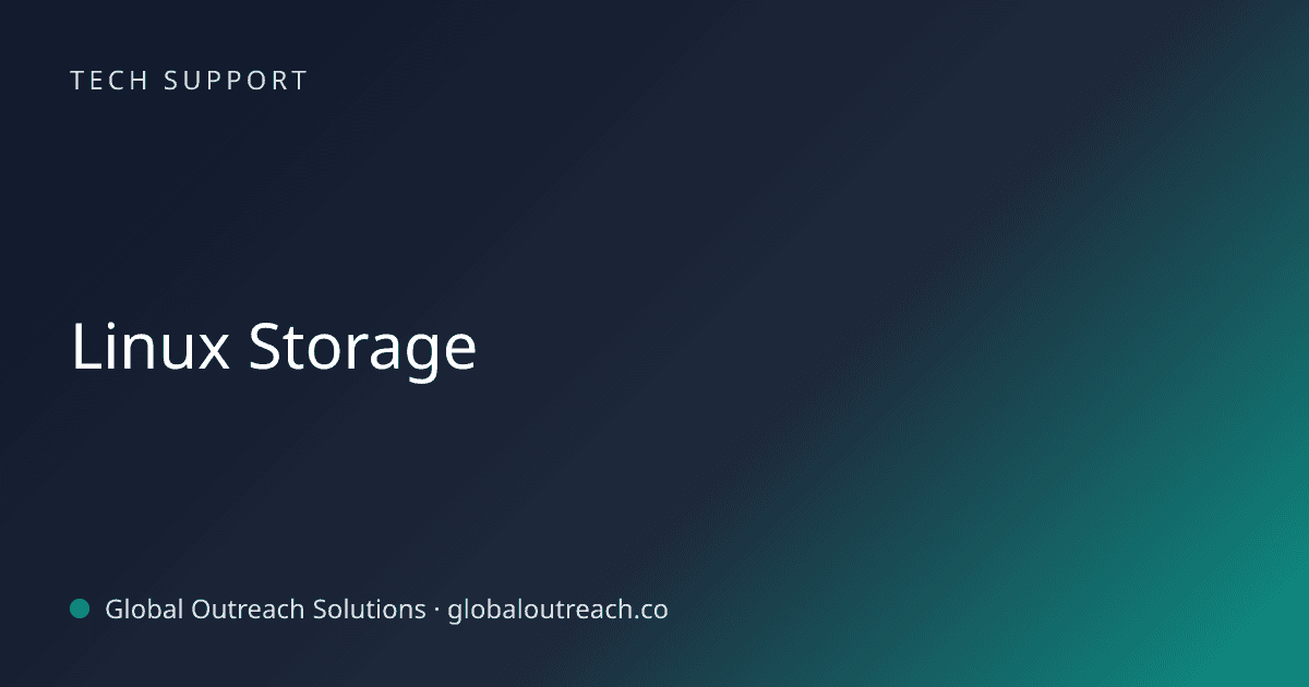 Blog article cover image: "Linux Storage" in Tech Support