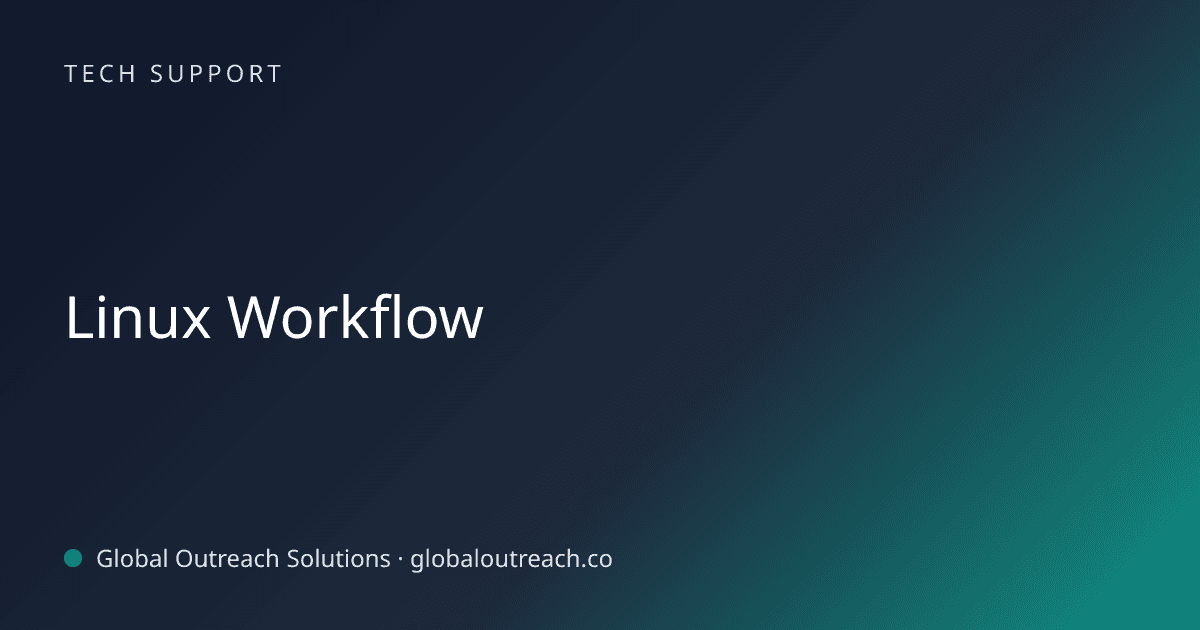 Blog article cover image: "Linux Workflow" in Tech Support