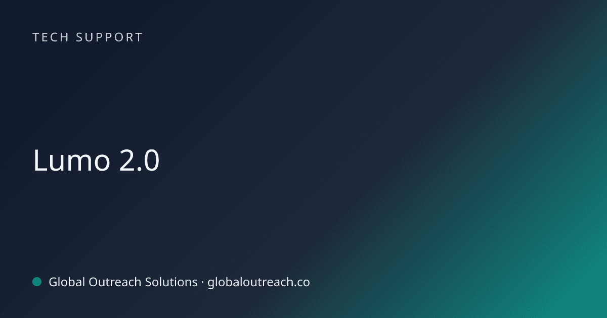 Blog article cover image: "Lumo 2.0" in Tech Support