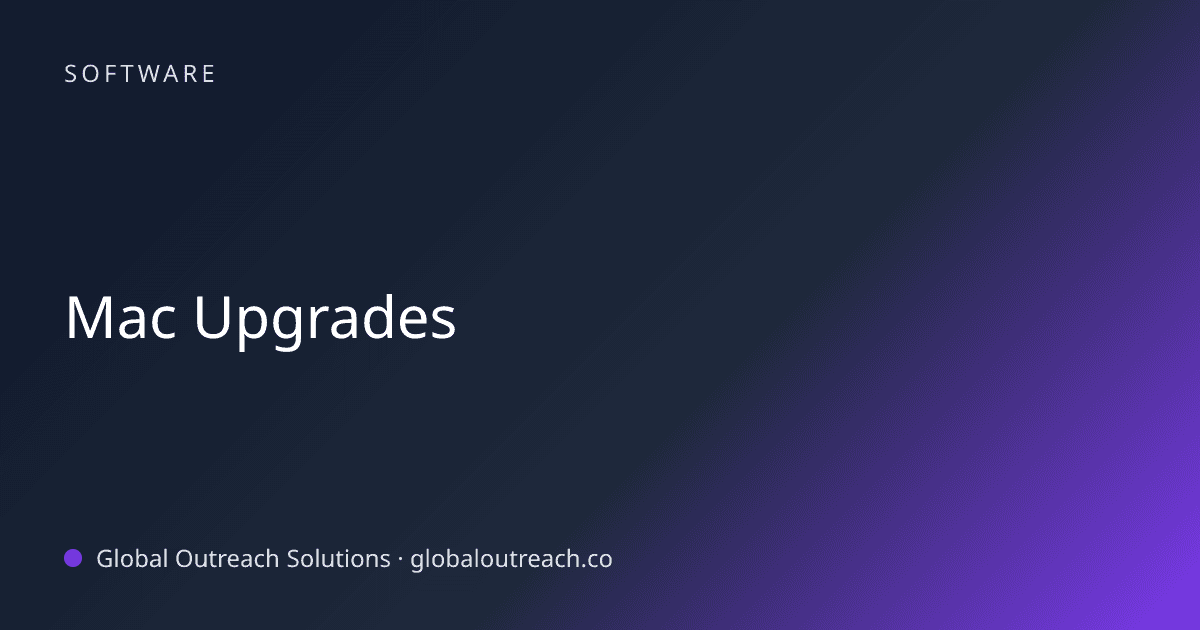 Blog article cover image: "Mac Upgrades" in Software