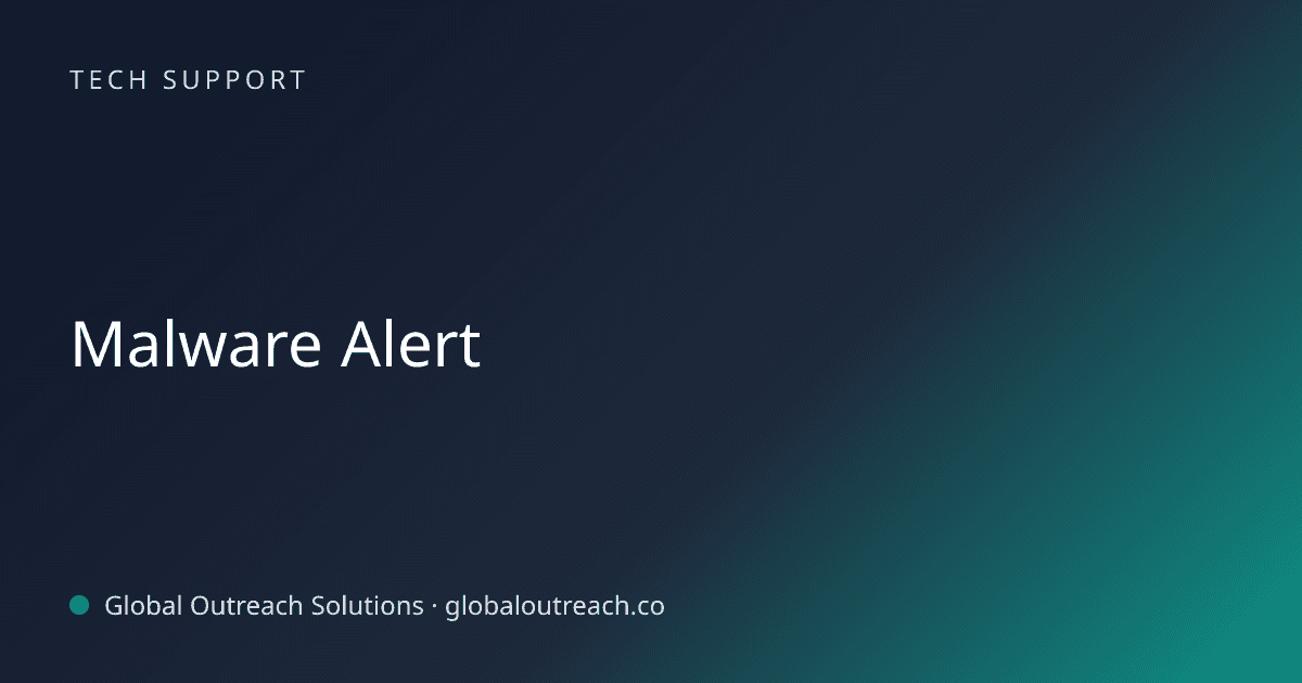 Blog article cover image: "Malware Alert" in Tech Support