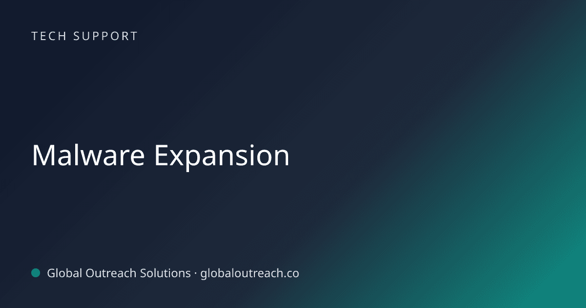 Blog article cover image: "Malware Expansion" in Tech Support