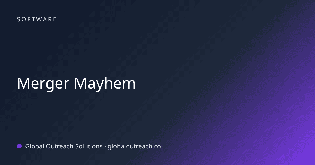 Blog article cover image: "Merger Mayhem" in Software