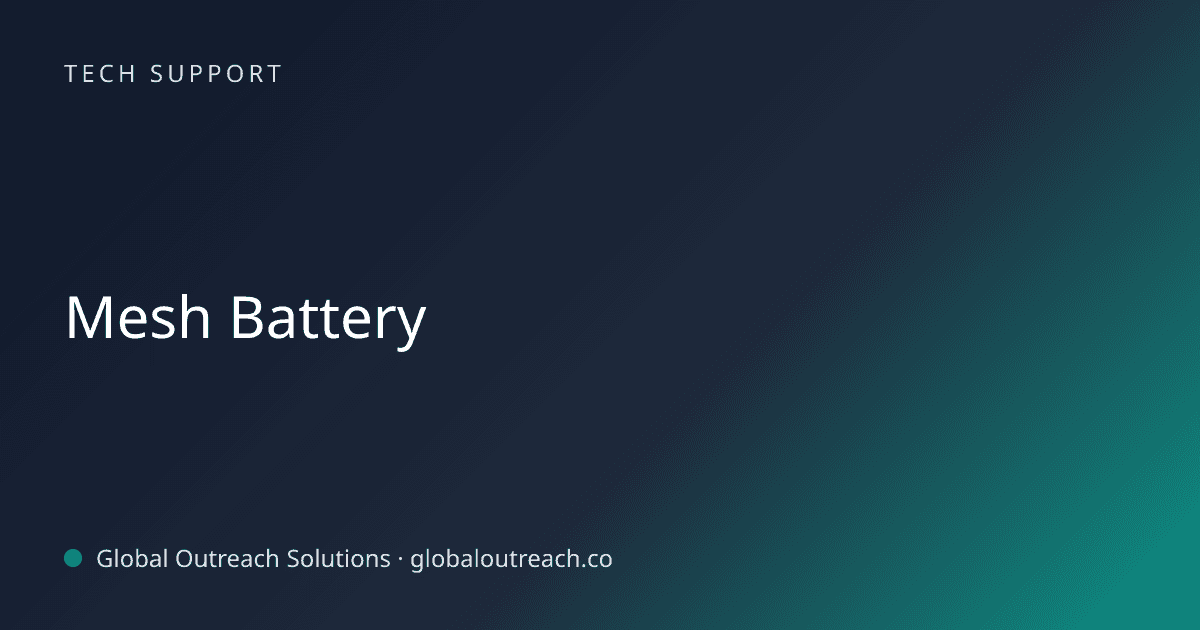 Blog article cover image: "Mesh Battery" in Tech Support