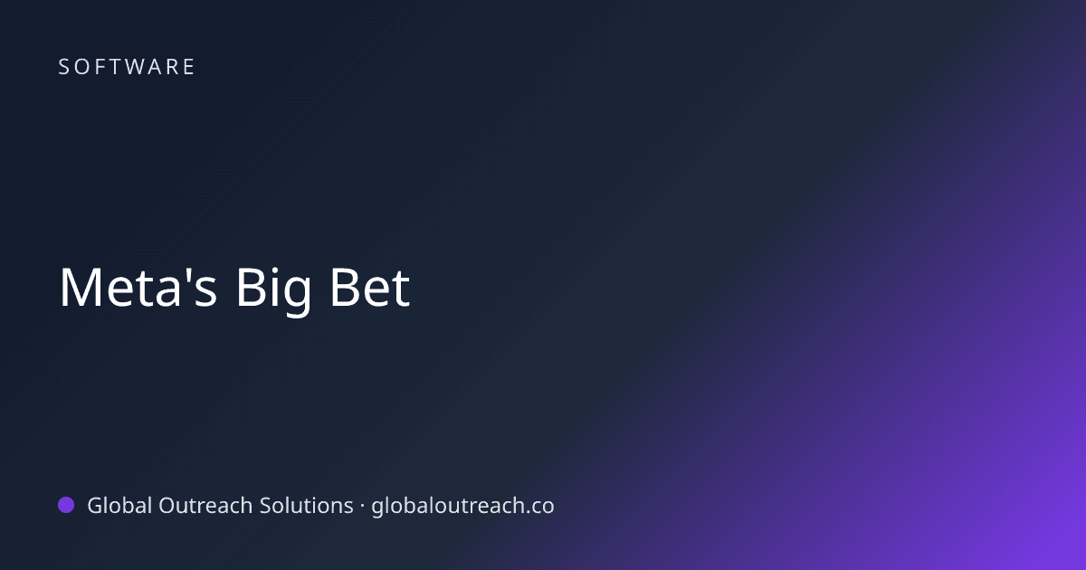 Blog article cover image: "Meta's Big Bet" in Software