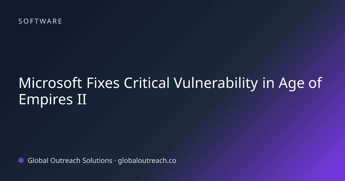 Blog article cover image: "Microsoft Fixes Critical Vulnerability in Age of Empires II" in Software