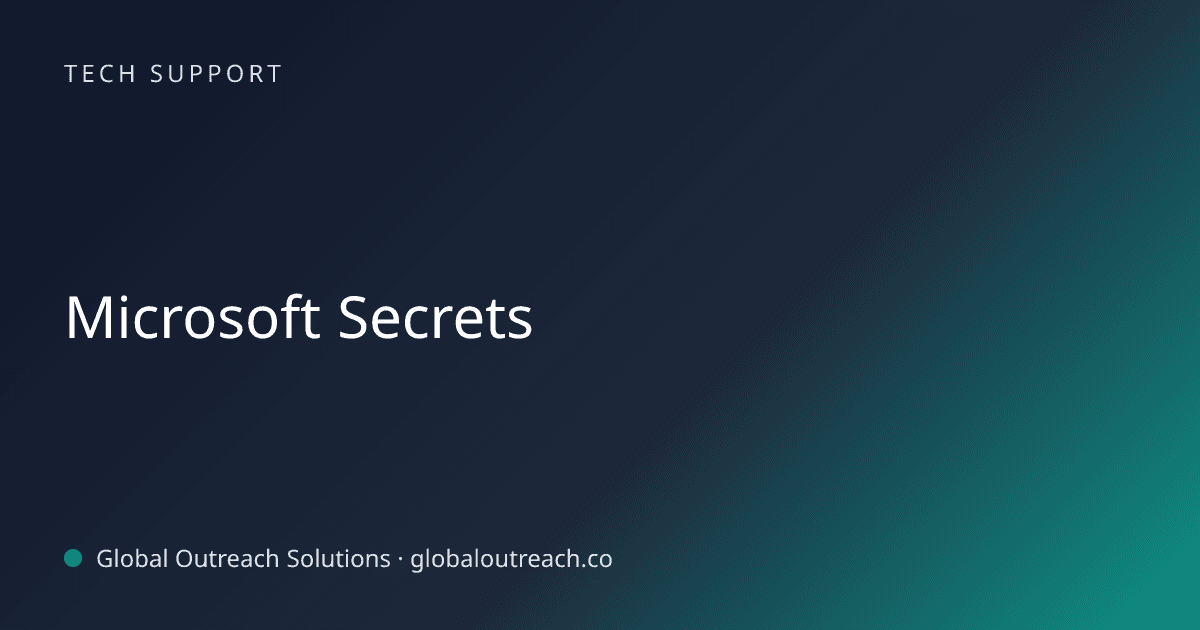Blog article cover image: "Microsoft Secrets" in Tech Support