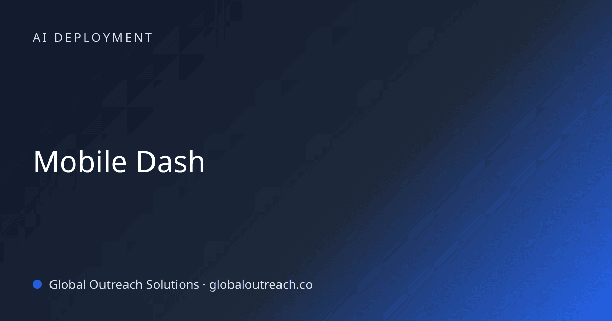 Illustrated cover image for the AI Deployment article "Mobile Dash" on Global Outreach Solutions blog