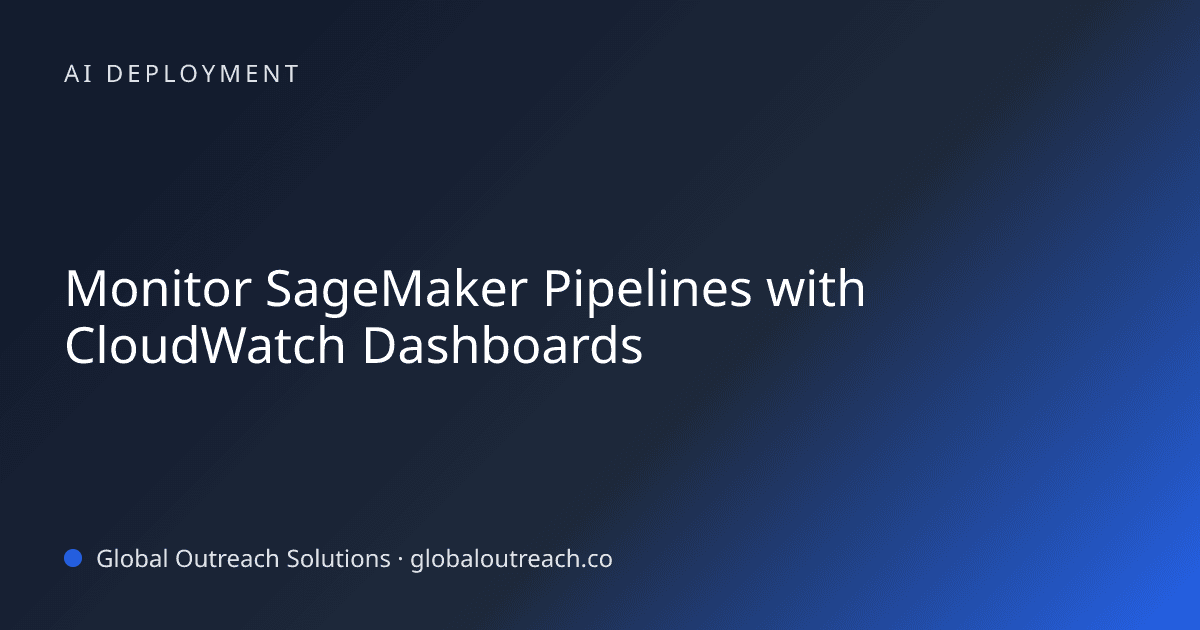 Blog article cover image: "Monitor SageMaker Pipelines with CloudWatch Dashboards" in AI Deployment