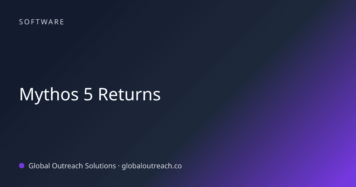 Blog article cover image: "Mythos 5 Returns" in Software