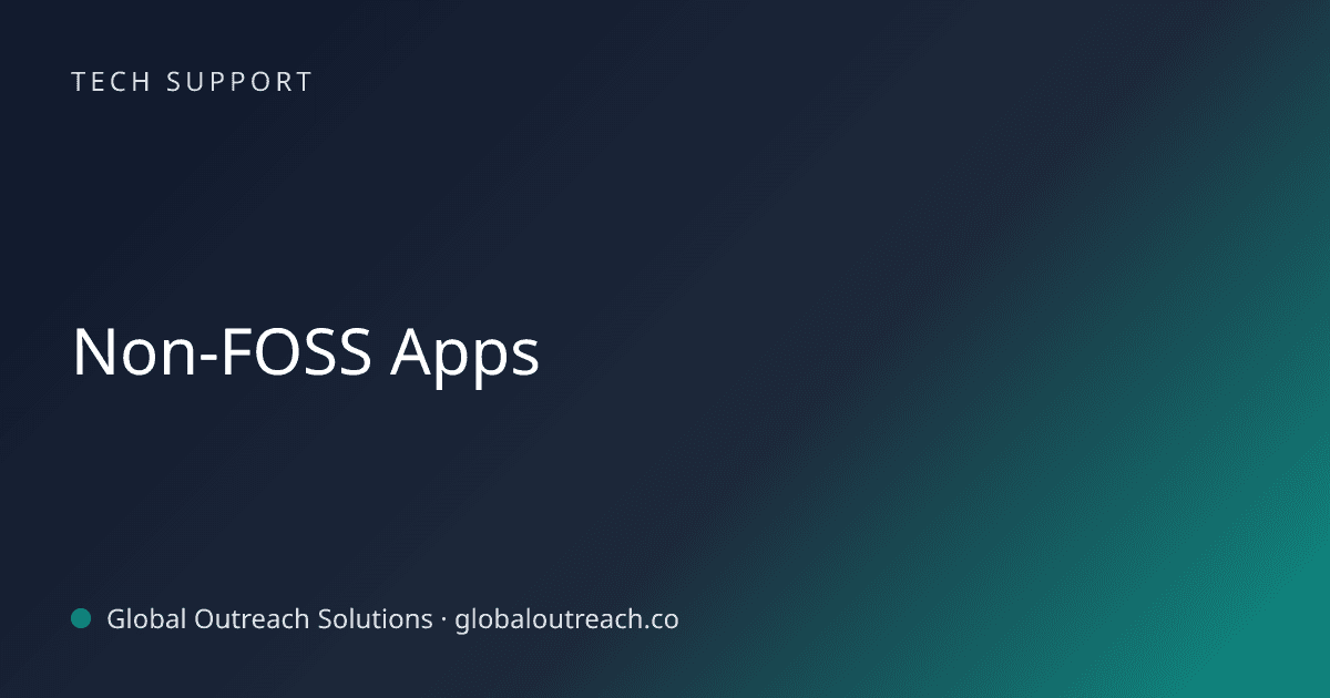 Related article cover image: "Non-FOSS Apps" (Tech Support)