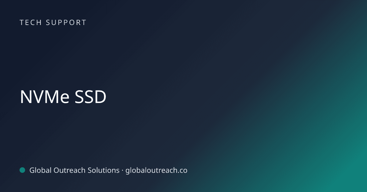 Blog article cover image: "NVMe SSD" in Tech Support