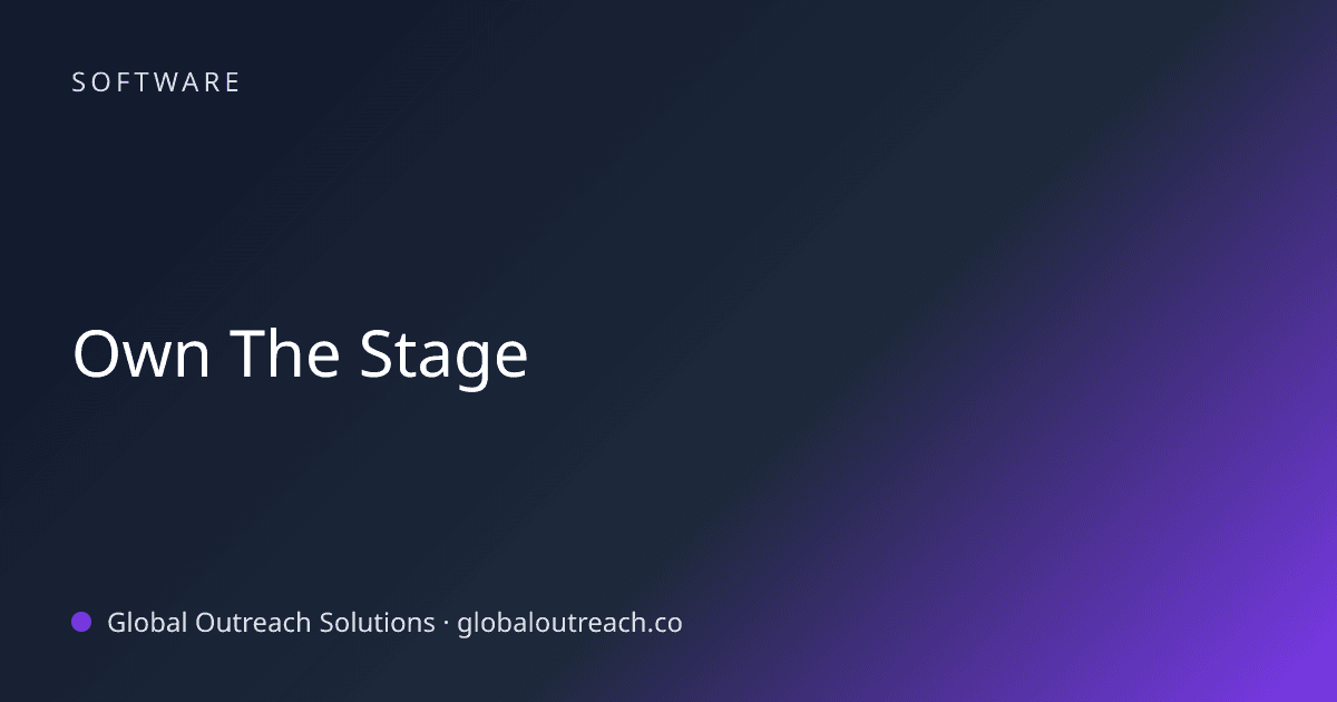Blog article cover image: "Own The Stage" in Software