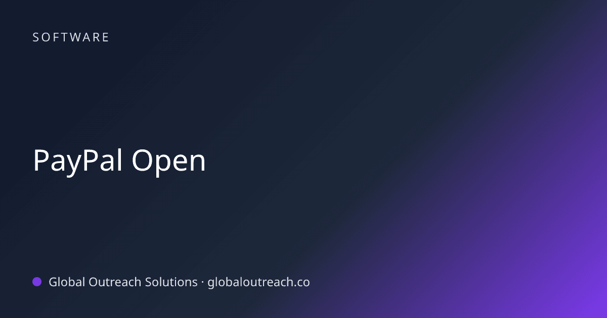 Illustrated cover image for the Software article "PayPal Open" on Global Outreach Solutions blog
